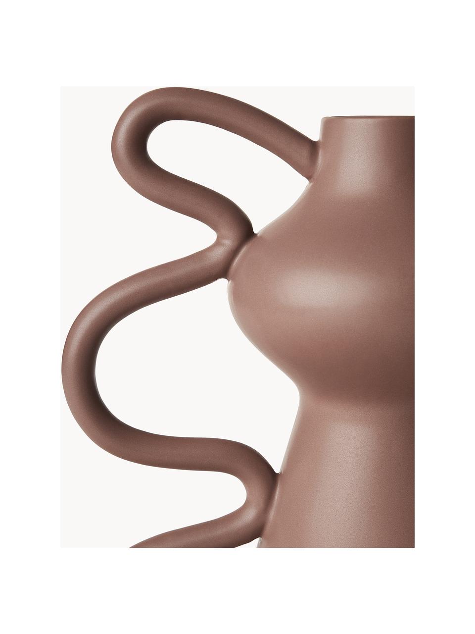 Designová váza v organickém tvaru Luvi, Kamenina, Hnědá, Ø 6 cm, V 32 cm