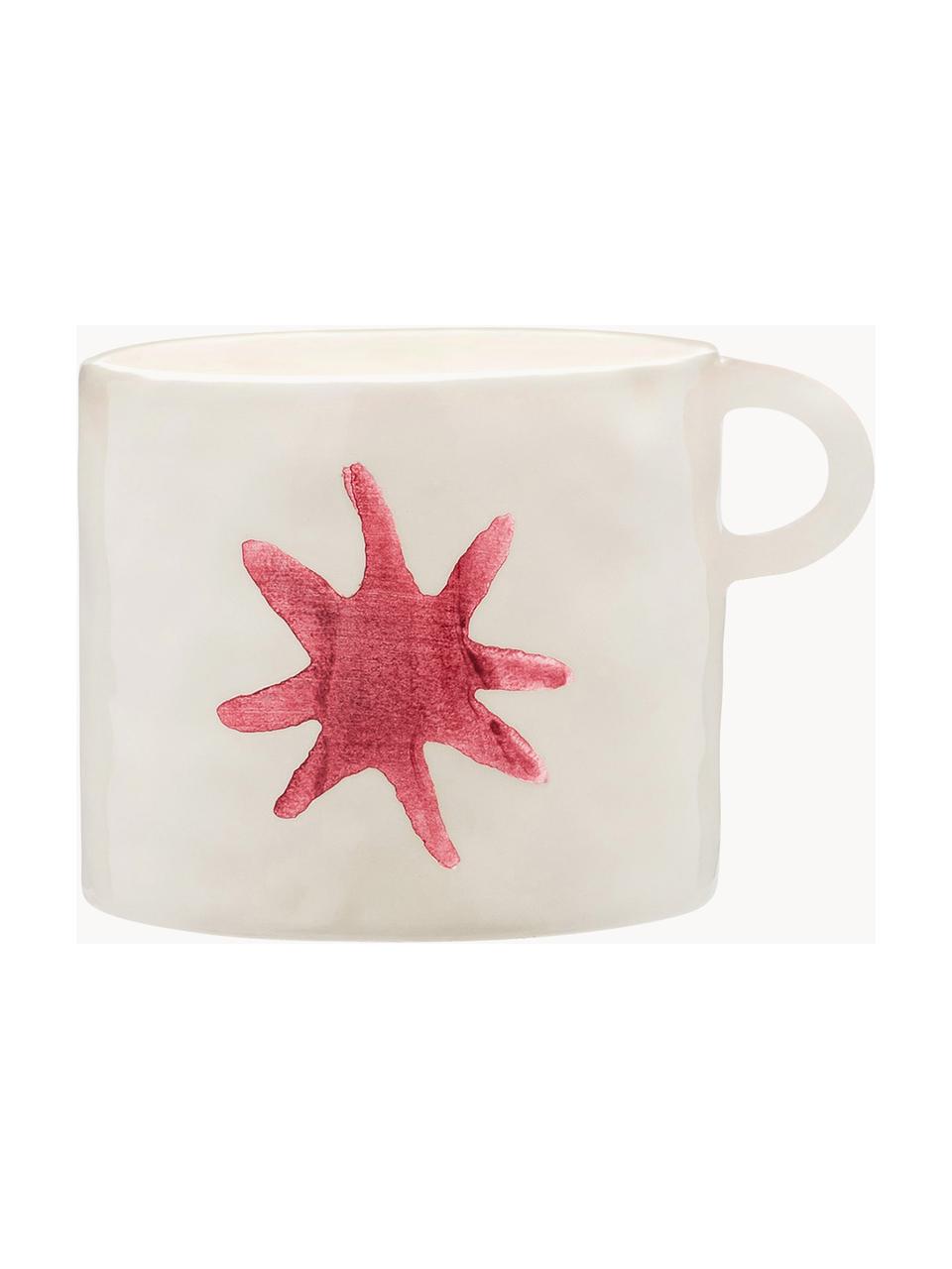 Handbemalte XL Tasse Radiant Star, Steingut, Off White, Altrosa, Ø 10 x H 9 cm, 500 ml