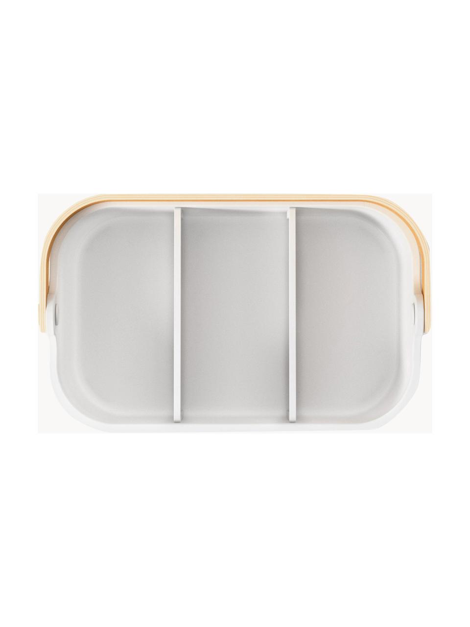 Caja de cocina Bellwood, Recipiente: plástico, Asa: madera de fresno, Blanco, madera clara, An 28 x Al 13 cm