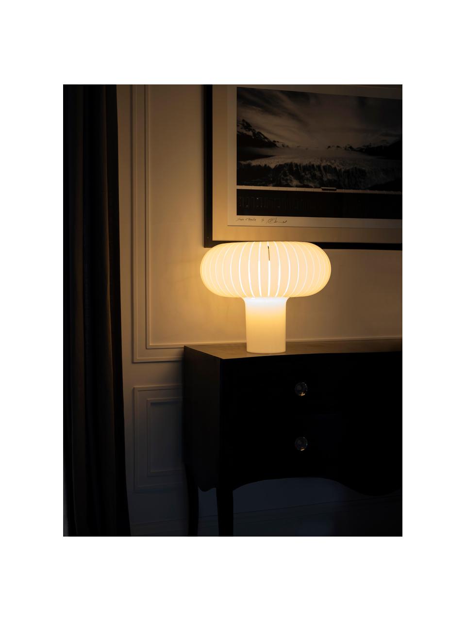 Lampa stołowa LED z funkcją przyciemniania Teresa, Szkło akrylowe barwione, Biały, Ø 50 x W 43 cm