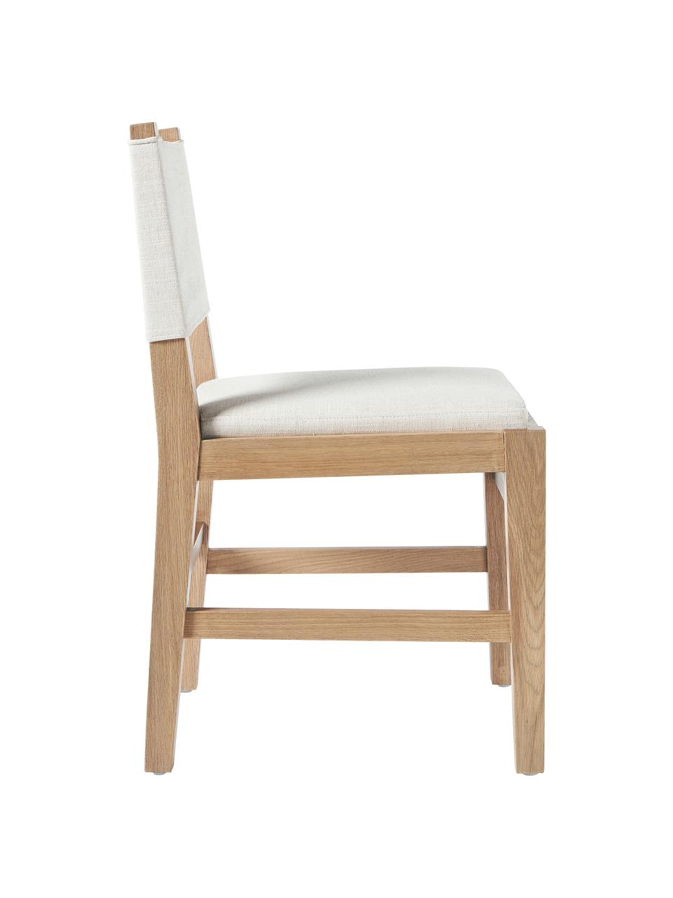 Chaise en bois avec revêtement beige Liano, Tissu beige, bois de chêne, larg. 50 x long. 80 cm
