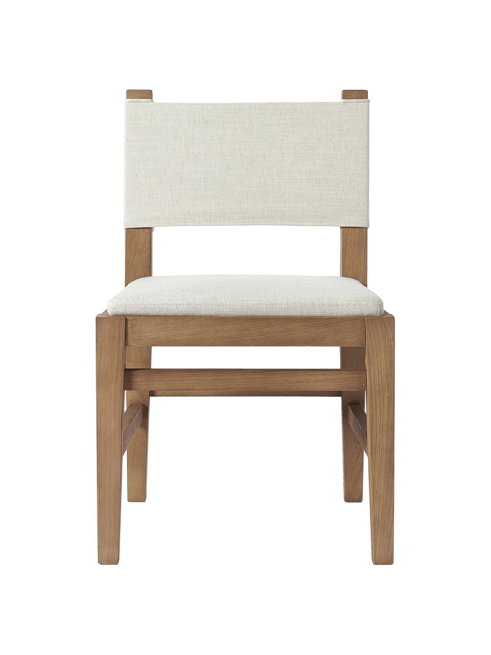 Holzstuhl Liano mit Polsterung, Gestell: Eichenholz, Webstoff Beige, Eichenholz, B 50 x H 80 cm