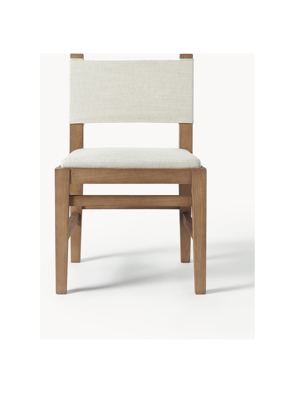 Silla tapizada de madera Liano, Estructura: madera de roble, Tapizado: 54% poliéster, 36% viscos, Tejido beige claro, madera de roble, An 50 x Al 80 cm