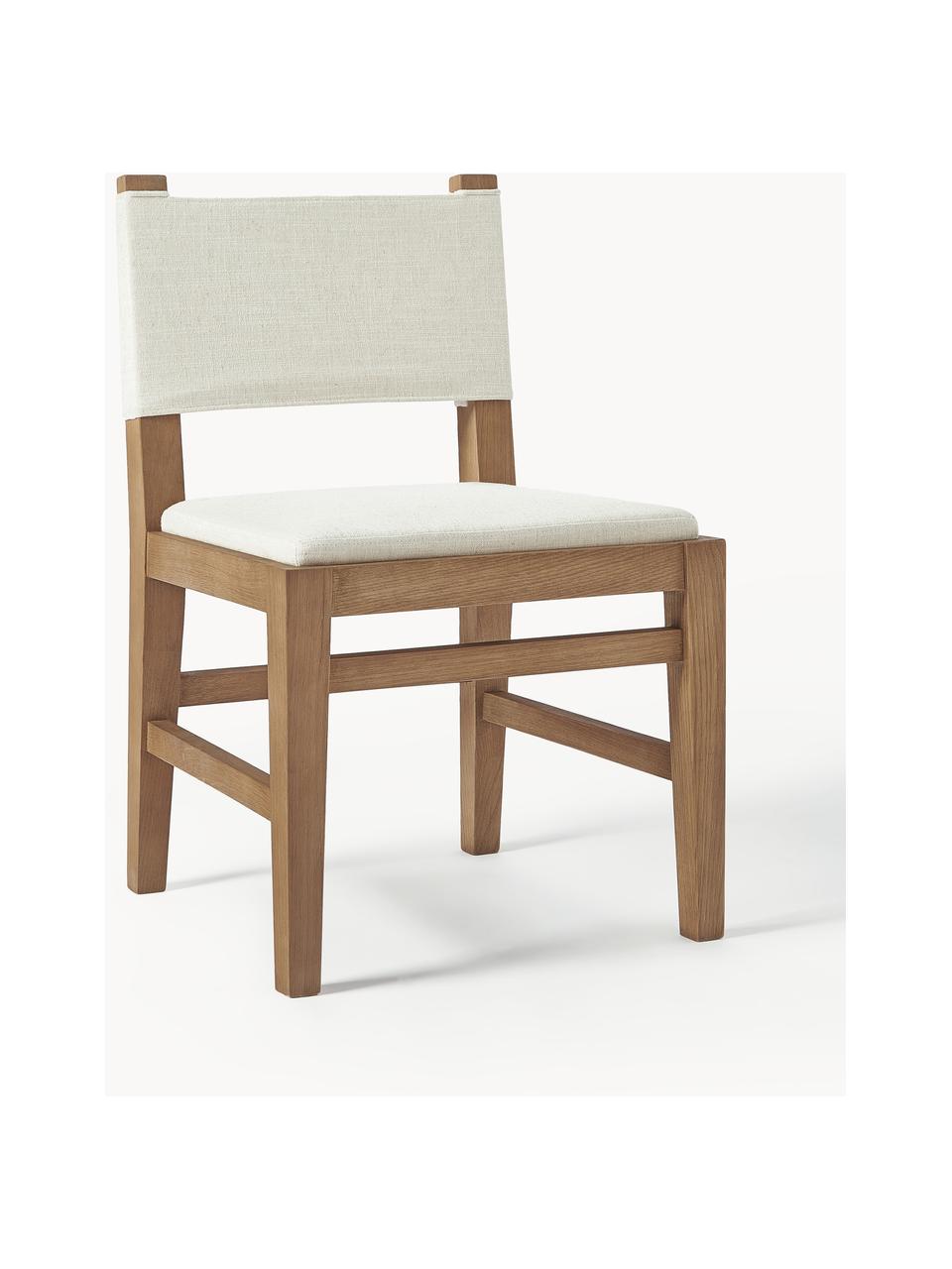 Silla tapizada de madera Liano, Estructura: madera de roble, Tapizado: 54% poliéster, 36% viscos, Tejido beige claro, madera de roble, An 50 x Al 80 cm