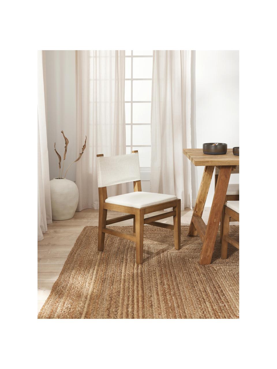 Chaise en bois avec revêtement Liano, Tissu beige, bois de chêne, larg. 50 x long. 80 cm