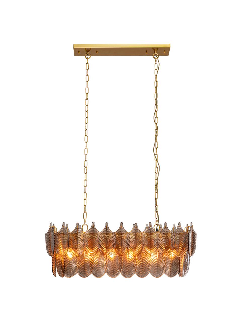 Velké závěsné svítidlo Botania, Zlatá, greige, Š 90 cm, V 135 cm