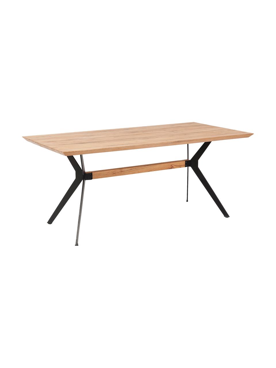 Stół do jadalni z drewna dębowego Downtown, różne rozmiary, Nogi: metal malowany proszkowo,, Blat: drewno dębowe, olejowane, Drewno dębowe, S 220 x G 100 cm