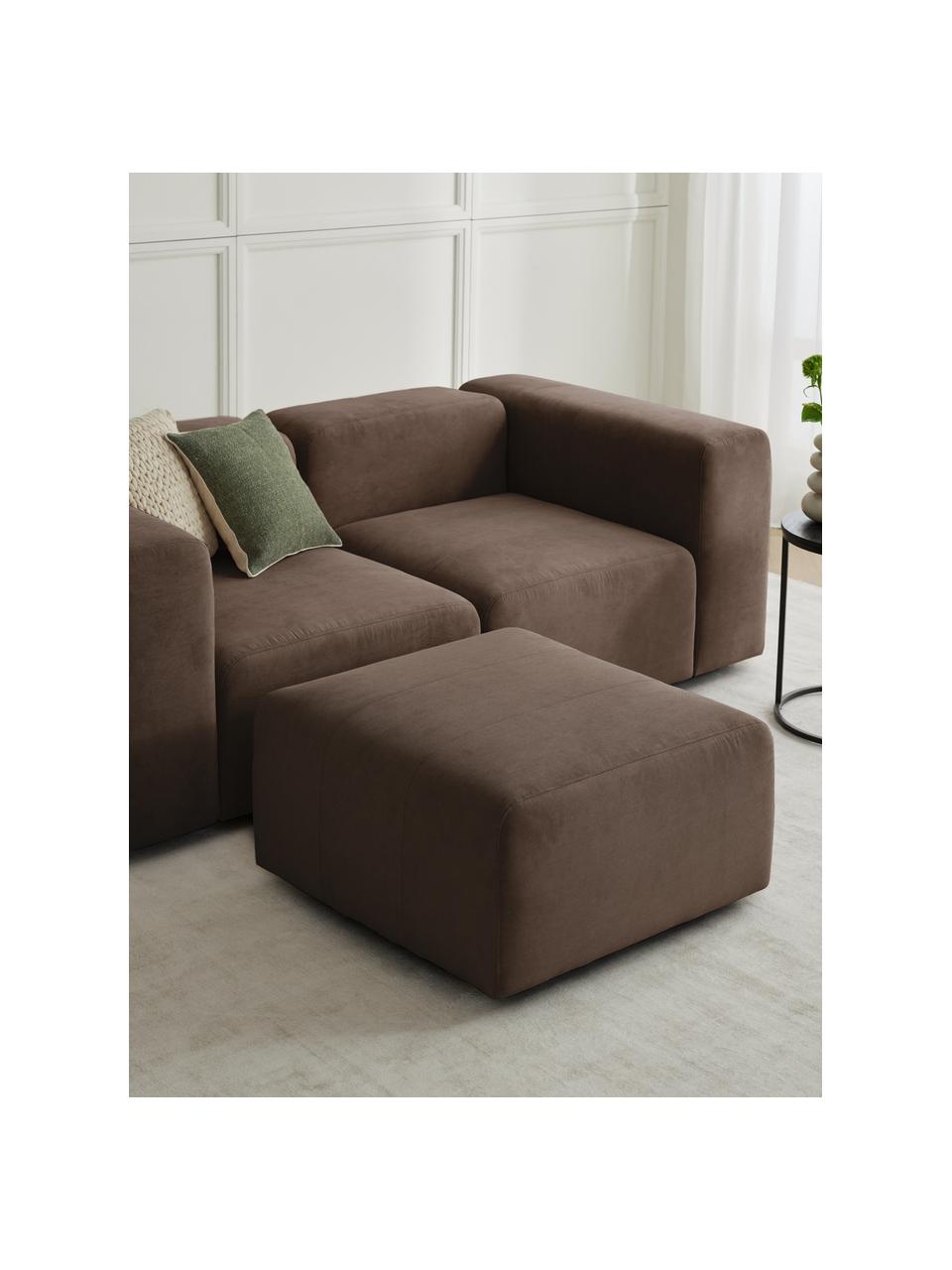 Sofa-Hocker Lena, Bezug: Webstoff (88% Polyester, , Gestell: Kiefernholz, Schichtholz,, Webstoff Dunkelbraun, B 76 x T 76 cm