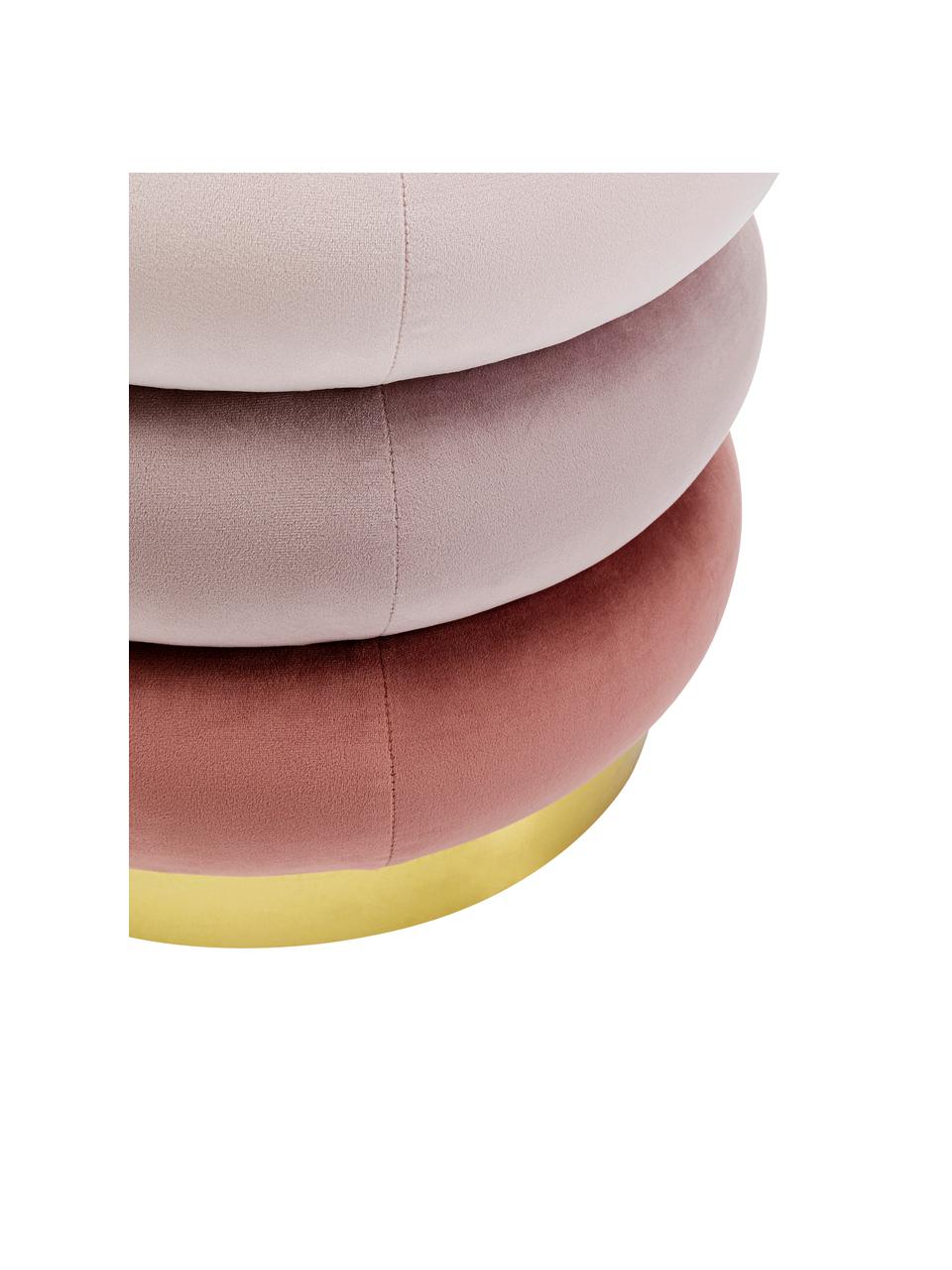 Čalouněný sametový taburet Sandwich, Odstíny růžové, Ø 40 cm