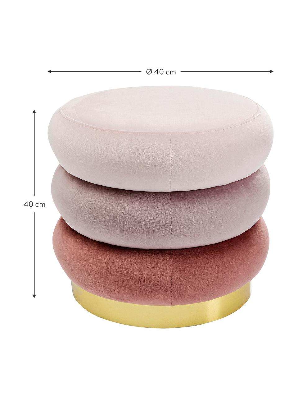 Pouf imbottito in velluto Sandwich, Rivestimento: poliestere, Sottostruttura: truciolato, Rosa, Ø 40 x Alt. 40 cm