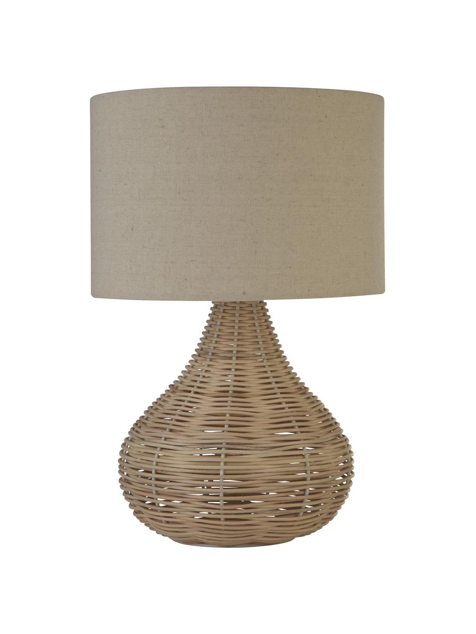 Lampada da tavolo in rattan Linno, Paralume: tessuto, Base della lampada: rattan, Beige, Ø 25 x Alt. 38 cm