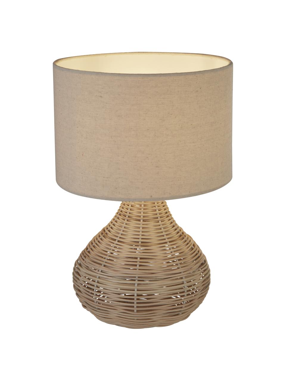 Lampada da tavolo in rattan Linno, Paralume: tessuto, Base della lampada: rattan, Beige, Ø 25 x Alt. 38 cm