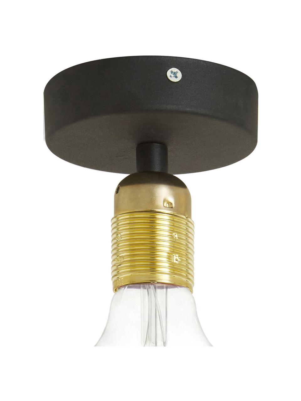 Kleine plafondlamp Uno in goudkleur, Baldakijn: gepoedercoat metaal, Fitting: vermessingd metaal, Zwart, messingkleurig, Ø 10 x H 10 cm