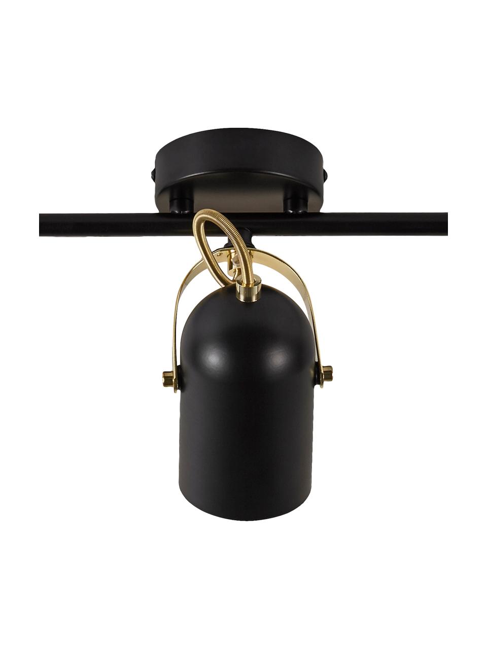 Faretti da soffitto retrò Lotus, Paralume: metallo rivestito, Decorazione: metallo rivestito, Baldacchino: metallo rivestito, Nero ottonato, Larg. 58 x Alt. 20 cm