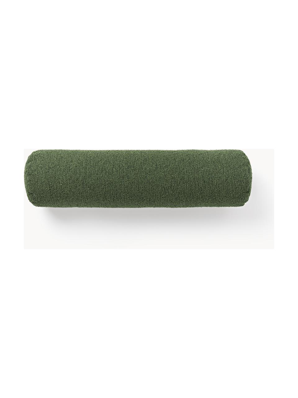 Cojín rulo de sofá en tejido bouclé Sofia, Funda: Bouclé (100% poliéster), Bouclé verde oscuro, Ø 17 x L 68 cm