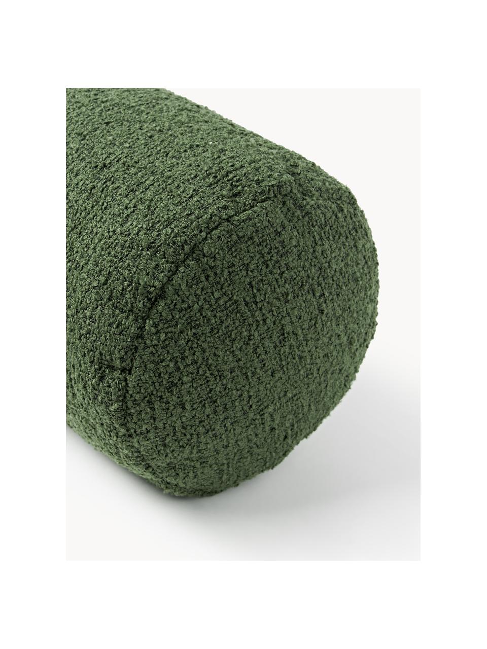 Cojín rulo de sofá en tejido bouclé Sofia, Funda: Bouclé (100% poliéster), Bouclé verde oscuro, Ø 17 x L 68 cm