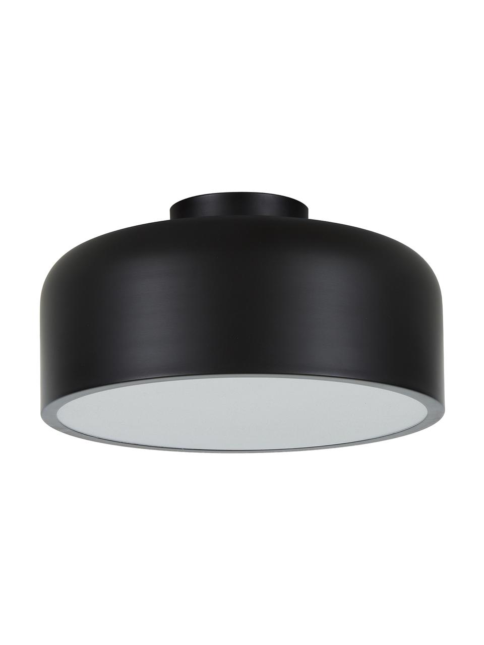Plafoniera stile nordico in metallo Ole, Paralume: metallo verniciato a polv, Baldacchino: metallo verniciato a polv, Disco diffusore: acrilico, Nero, opaco, Ø 35 x Alt. 18 cm