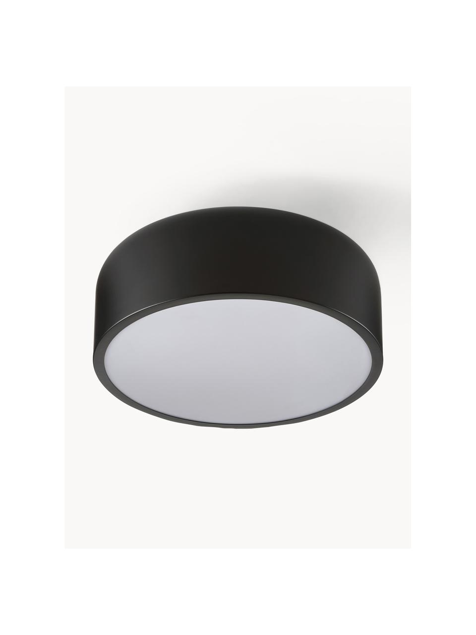 Plafondlamp Ole van metaal, Lampenkap: gepoedercoat metaal, Diffuser: acryl, Mat zwart, Ø 35 x H 18 cm