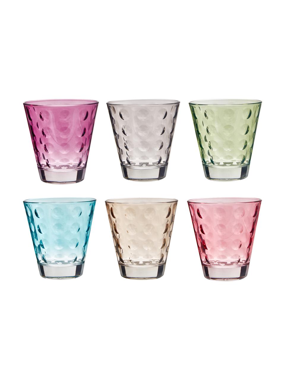 Set 6 bicchieri acqua colorati Gunnar, Vetro, Multicolore, Ø 9 x Alt. 9 cm, 560 ml