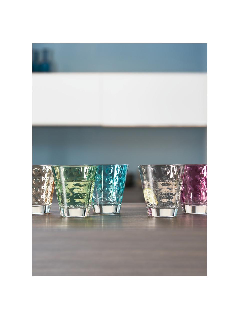 Kleurrijke waterglazen Gunnar met structuur, 6-delig, Glas, Multicolour, Ø 9 x H 9 cm, 560 ml