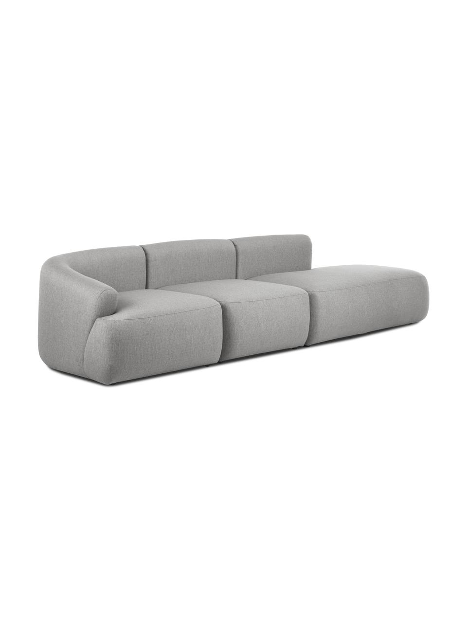 Modulaire chaise longue Sofia, Bekleding: 100% polypropyleen. Met 2, Frame: massief grenen, spaanplaa, Poten: kunststof., Geweven stof grijs, B 340 x D 95 cm, rugleuning rechts