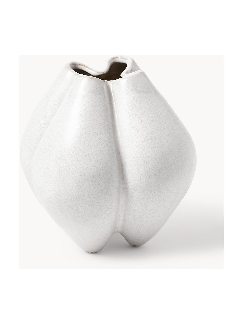 Petit vase en grès cérame Frida, Grès cérame, Blanc cassé, larg. 18 x haut. 19 cm