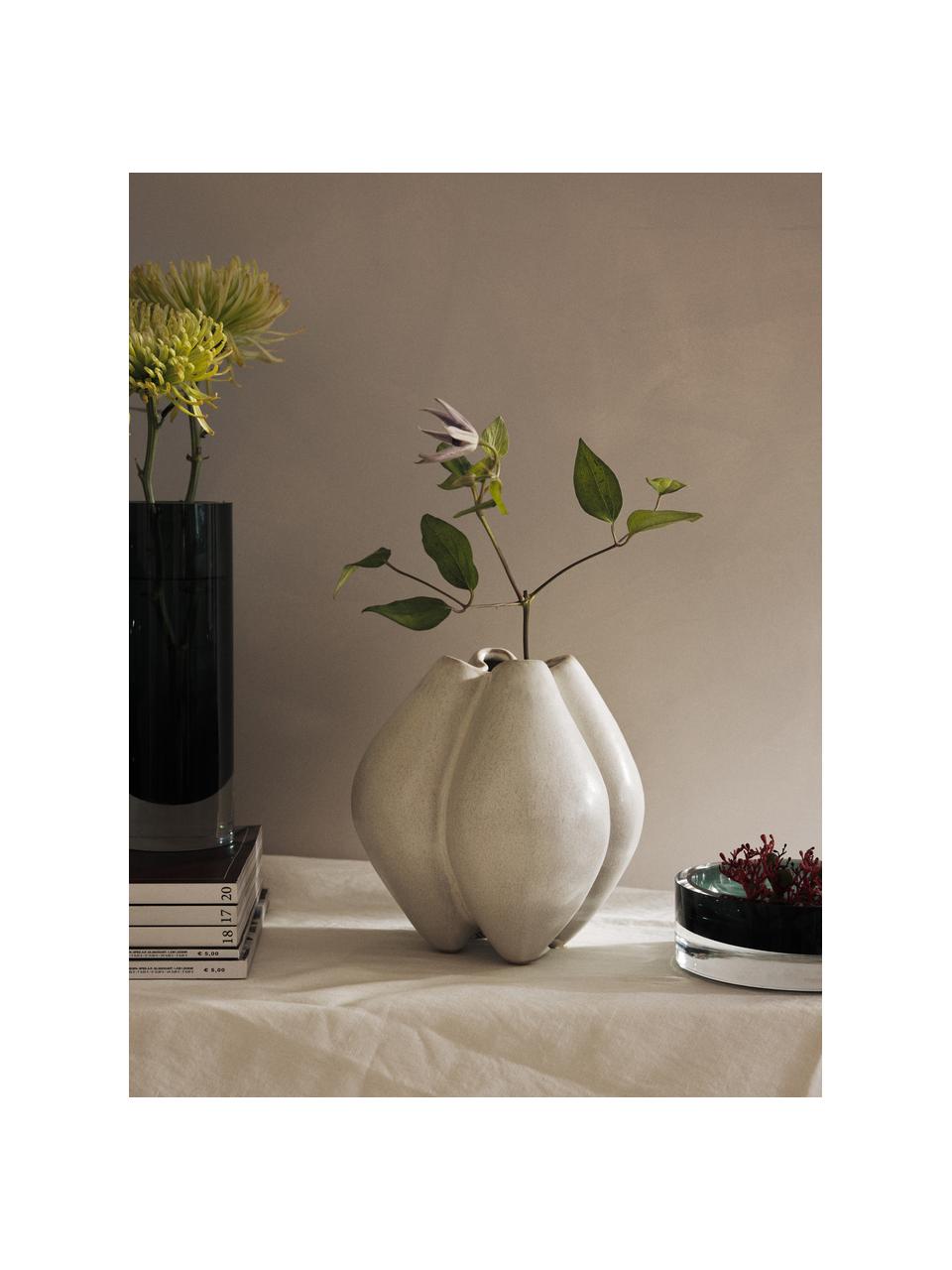 Kleine Vase Frida aus Steingut, H 19 cm, Steingut, Off White, B 18 x H 19 cm