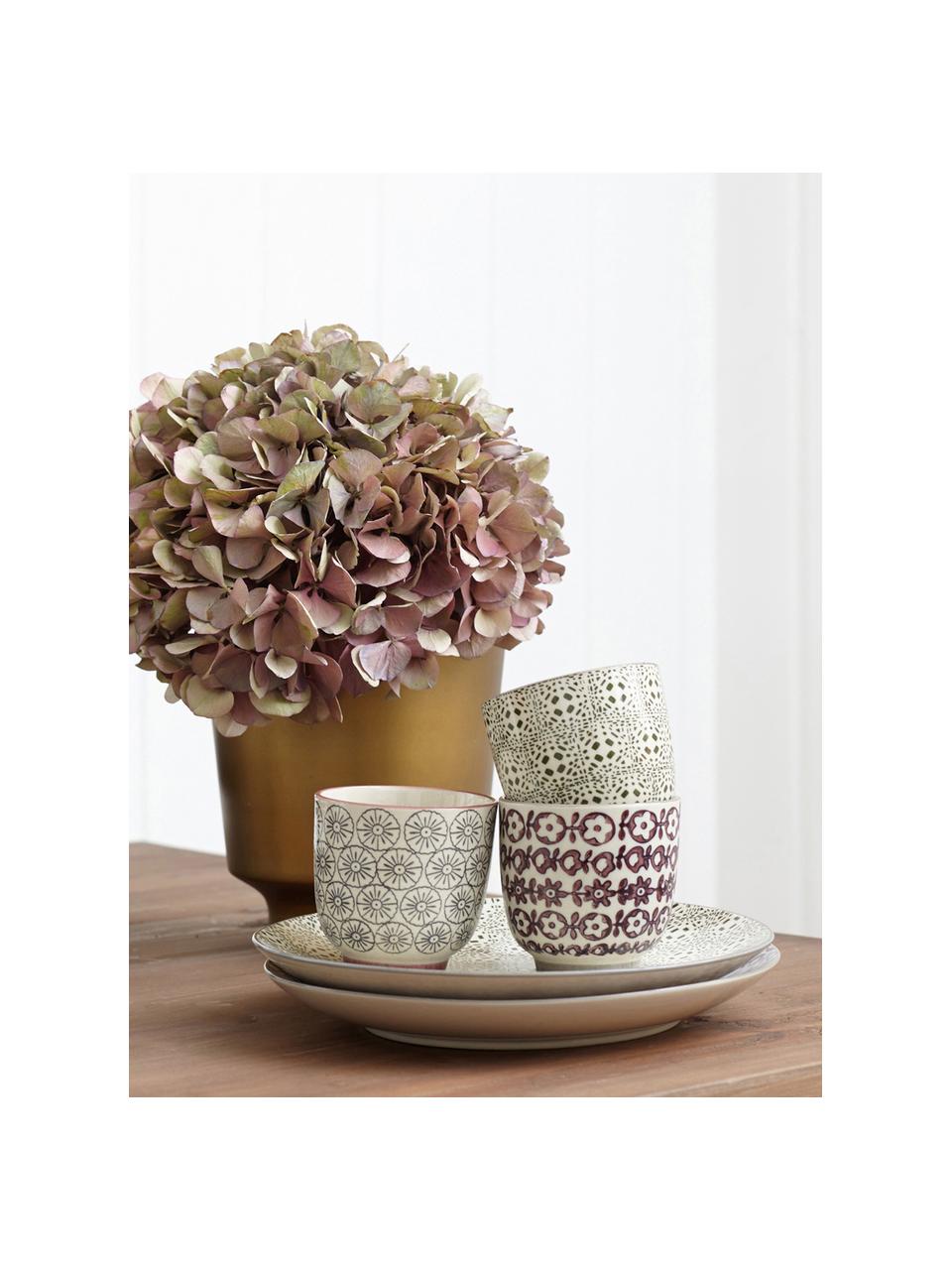 XS Becher Karine mit kleinem Muster, 4er-Set, Keramik, Bunt, gemustert, Ø 7 x H 7 cm, 180 ml