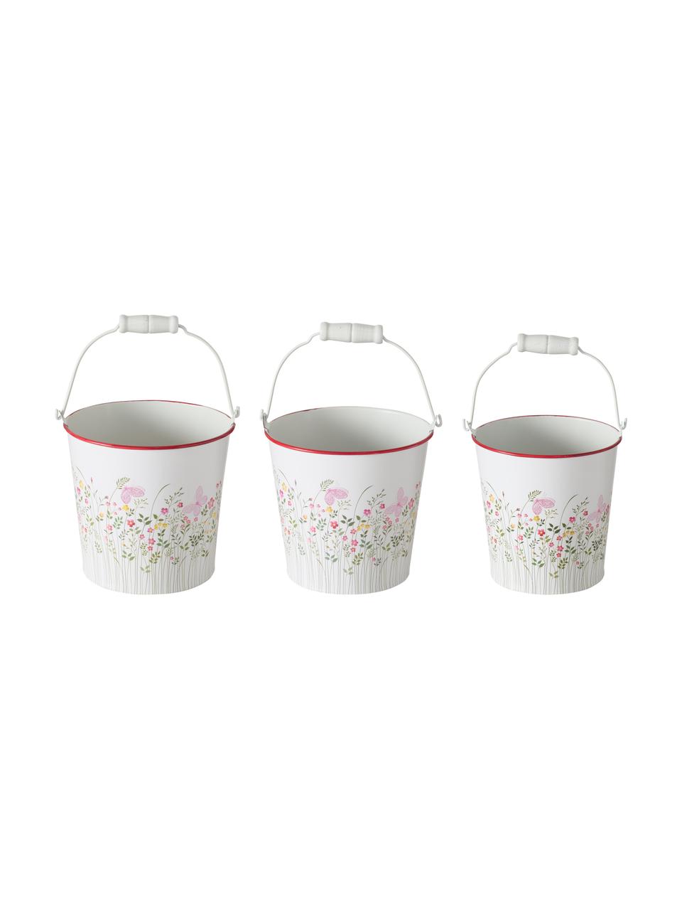 Petit cache-pot Rosalie, 3 élém., Blanc, multicolore, Lot de différentes tailles