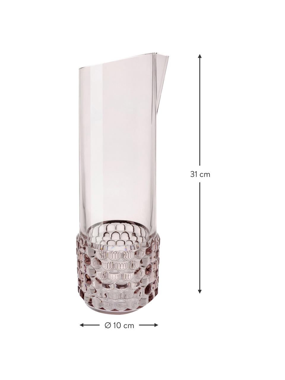 Caraffa acqua con motivo strutturato Jellies, 1,3 L, Plastica, Rosa chiaro, trasparente, 1.3 L