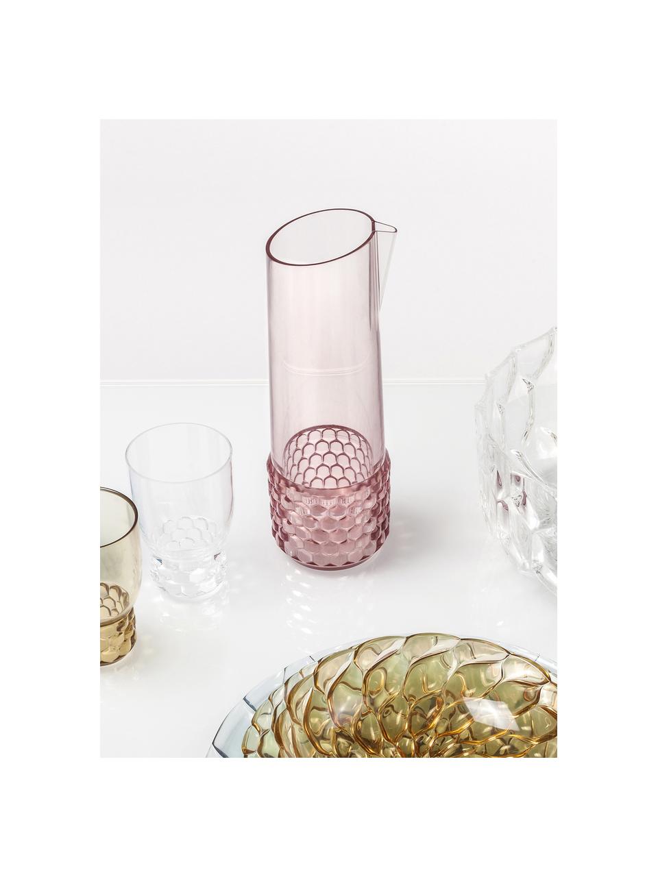 Waterkaraf Jellies met structuurpatroon, 1.3 L, Kunststof, Lichtroze, transparant, 1.3 L