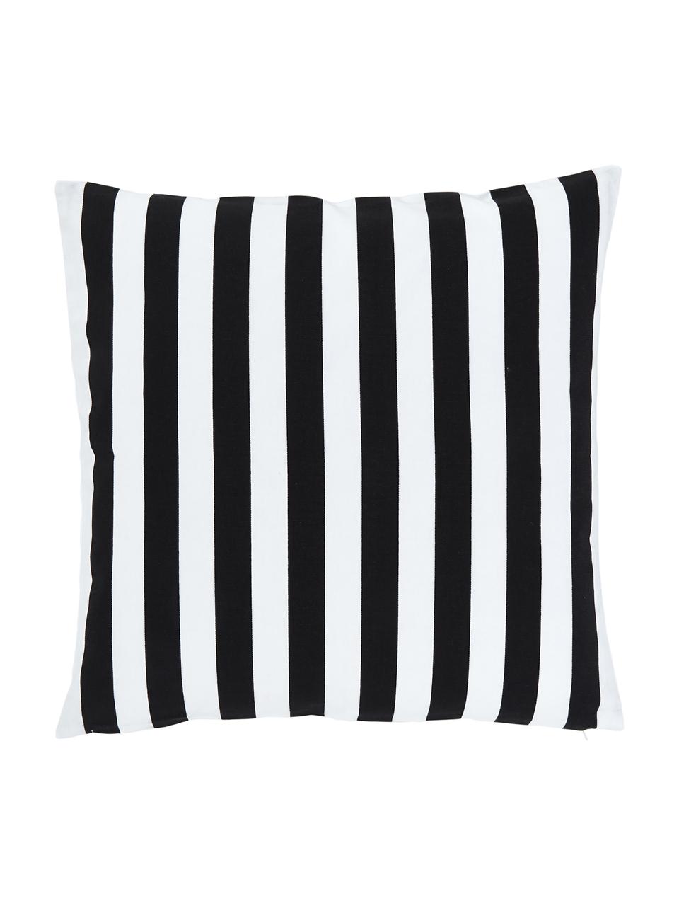 Gestreifte Kissenhülle Timon, 100% Baumwolle, Schwarz, Weiß, B 50 x L 50 cm
