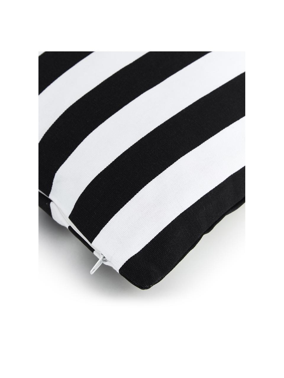 Gestreifte Kissenhülle Timon, 100% Baumwolle, Schwarz, Weiß, B 50 x L 50 cm