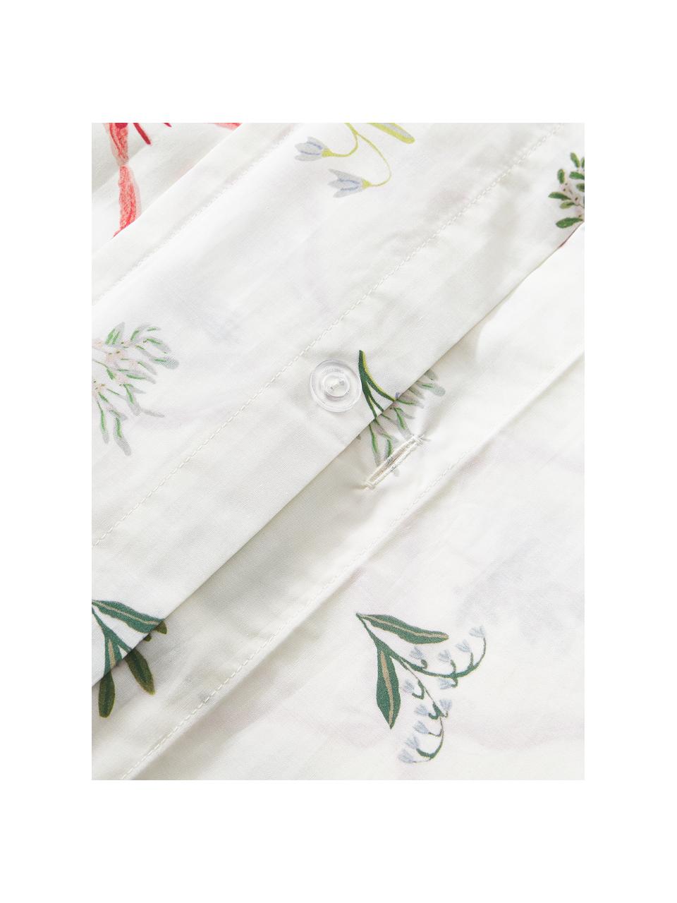Baumwollperkal-Wendebettdeckenbezug Twigs mit winterlichen Prints, Webart: Perkal Fadendichte 200 TC, Off White, Mehrfarbig, B 200 x L 200 cm