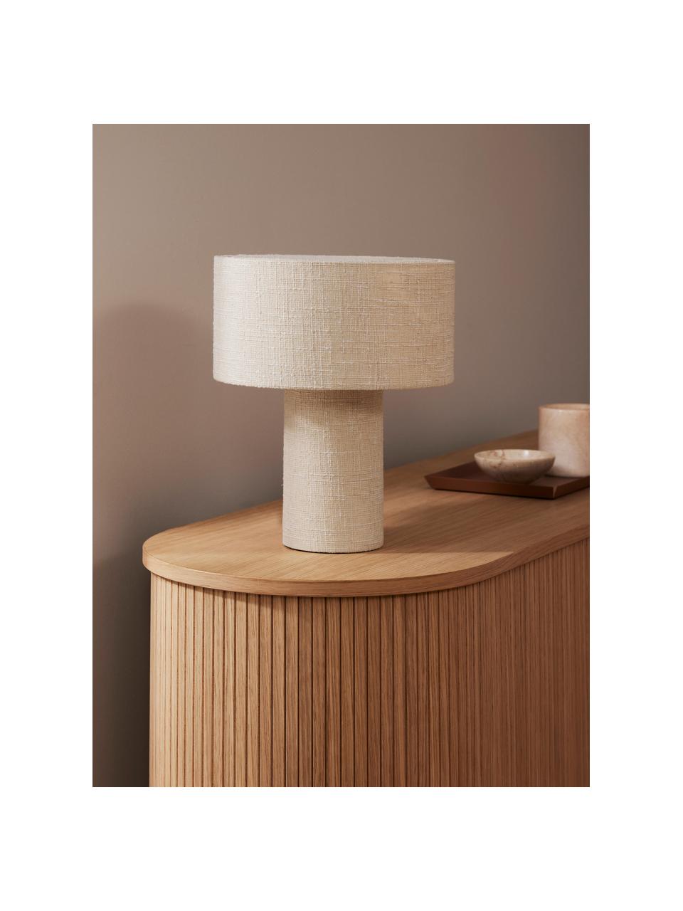 Bouclé stolní lampa Ron, Krémově bílá, Ø 30 cm, V 35 cm