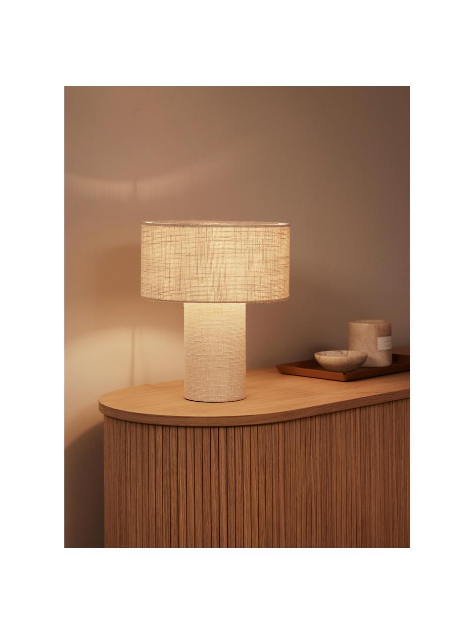 Buklé stolová lampa Ron, Buklé krémovobiela, Ø 30 x V 35 cm