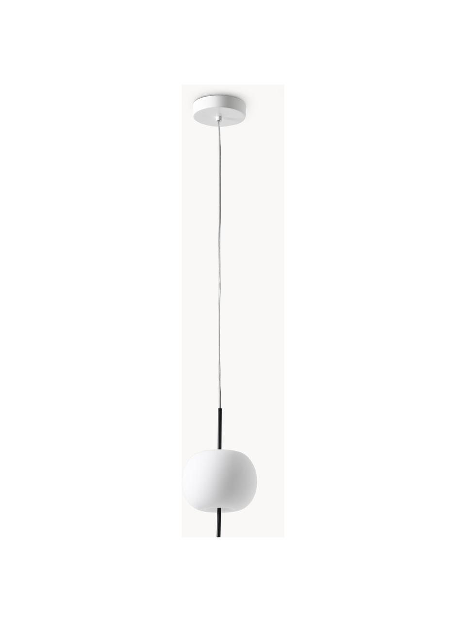 Lampa wisząca ze szkła dmuchanego z funkcją przyciemniania Kushi, Stelaż: metal powlekany, Biały, czarny, Ø 16 x W 26 cm