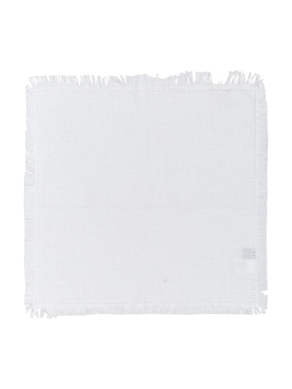 Baumwoll-Servietten Hilma mit Fransen, 2 Stück, 100% Baumwolle, Weiß, 45 x 45 cm