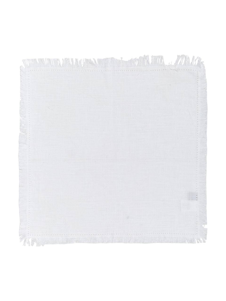 Serviettes de table en coton avec franges Hilma, 2 pièces, Blanc