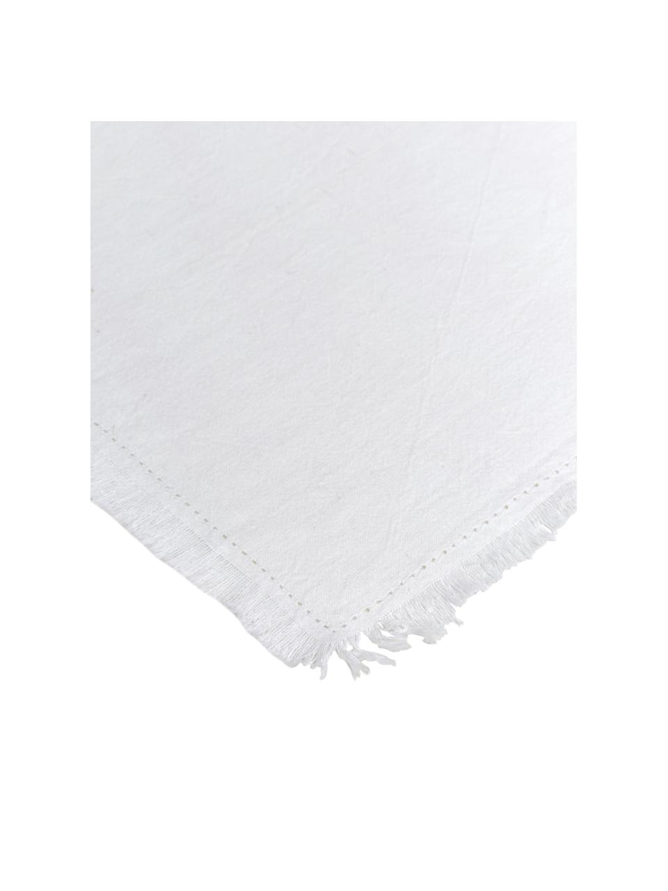 Serviettes de table en coton avec franges Hilma, 2 pièces, Blanc