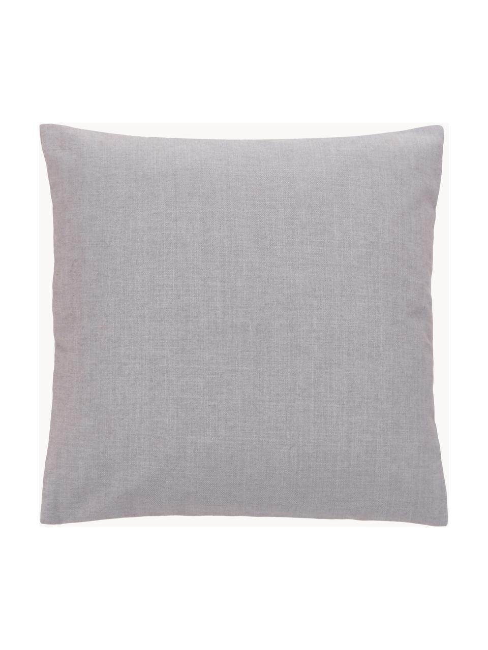 Povlak na polštář s dřevěnými knoflíčky, 60 % polyester, 25 % bavlna, 15 % len, Šedá, Š 45 cm, D 45 cm