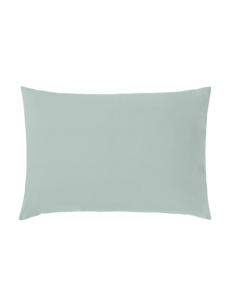 Taies d'oreiller en percale vert sauge Elsie, 2 pièces, Vert sauge, larg. 50 x long. 70 cm