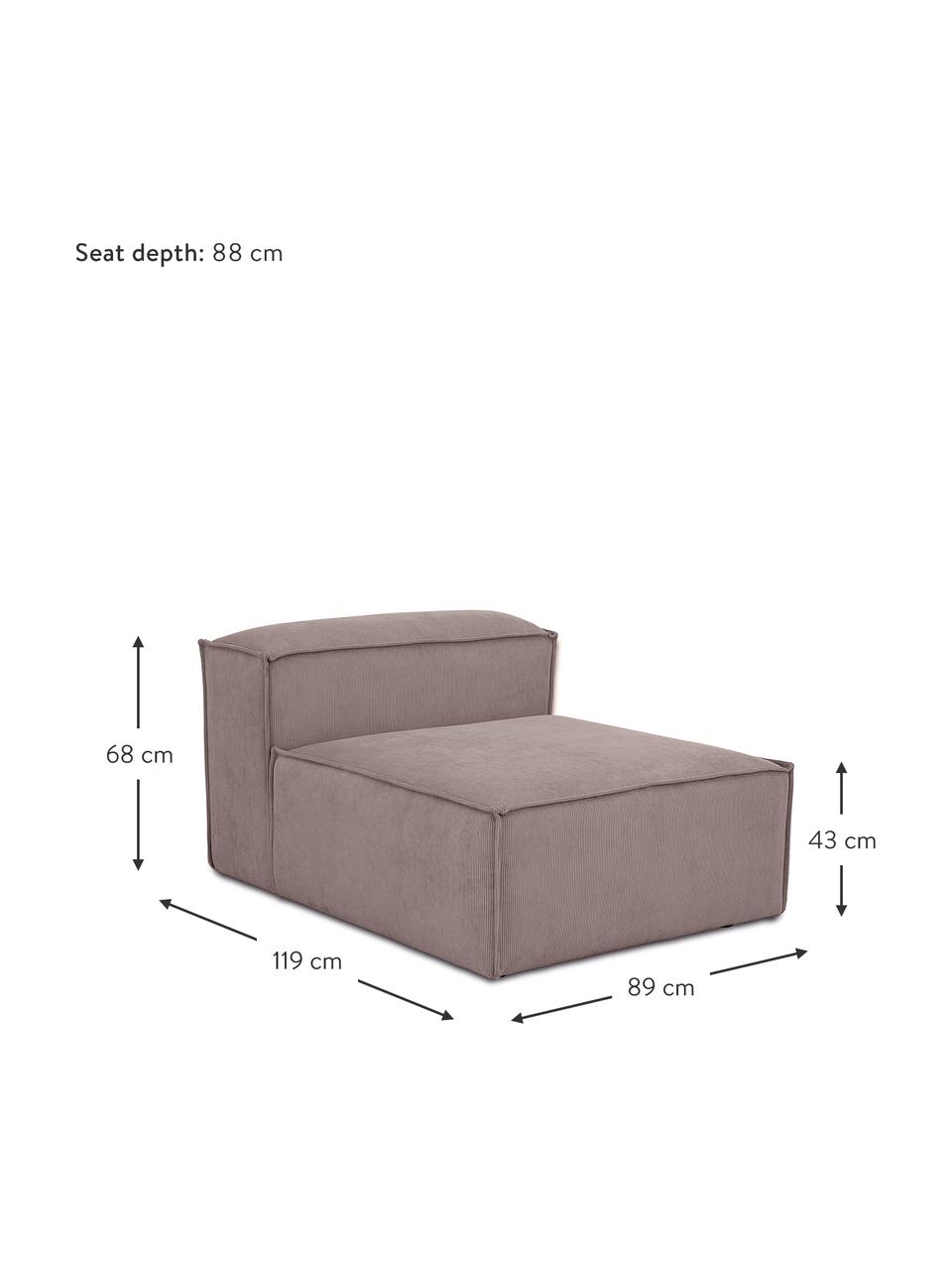 Moduł środkowy ze sztruksu Lennon, Tapicerka: sztruks (92% poliester, 8, Stelaż: lite drewno, sklejka, Nogi: tworzywo sztuczne, Taupe sztruks, S 89 x G 119 cm