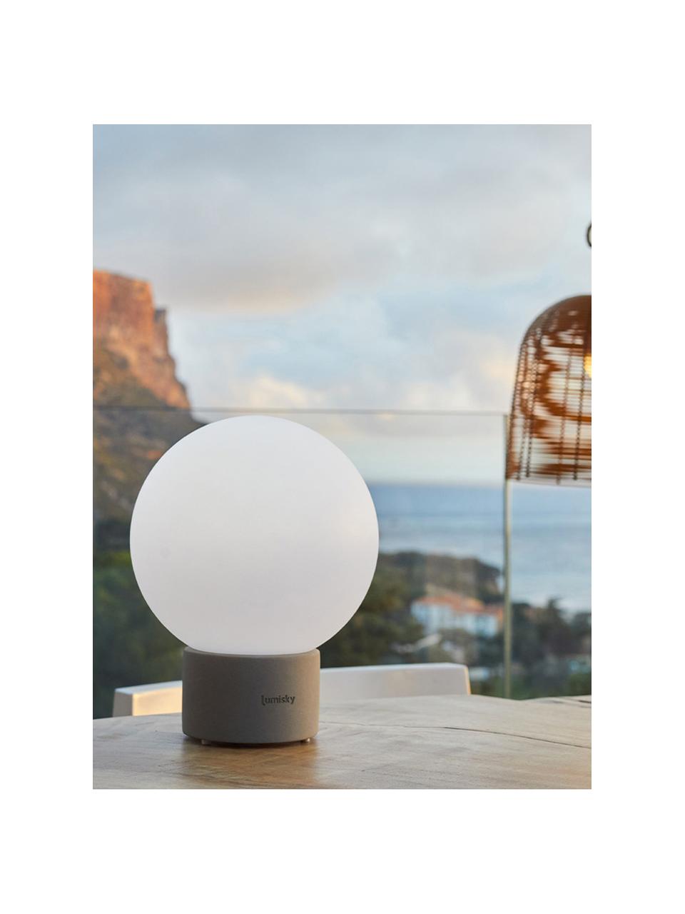 Lámpara de mesa regulable para exterior Terra, portátil, Pantalla: polietileno, Blanco, gris, Ø 20 x Al 25 cm