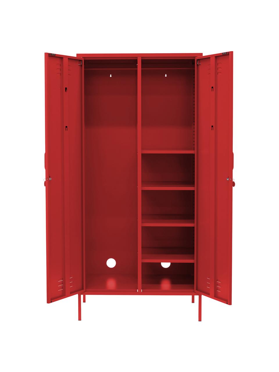 Armario taquilla pequeño The Twinny, Acero con pintura en polvo, Rojo, An 85 x Al 183 cm