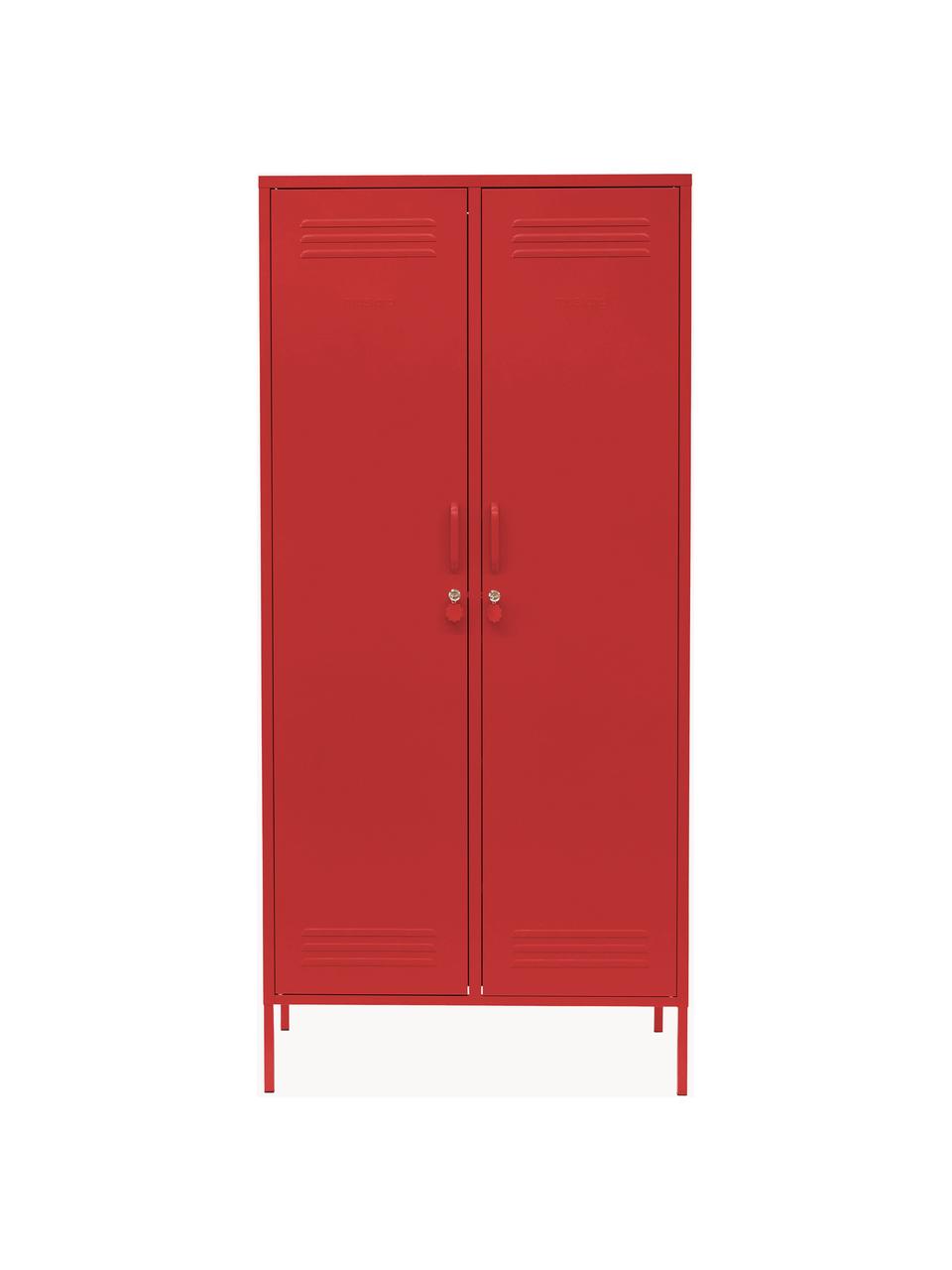 Armadietto The Twinny, Acciaio verniciato a polvere, Rosso, Larg. 85 x Alt. 183 cm