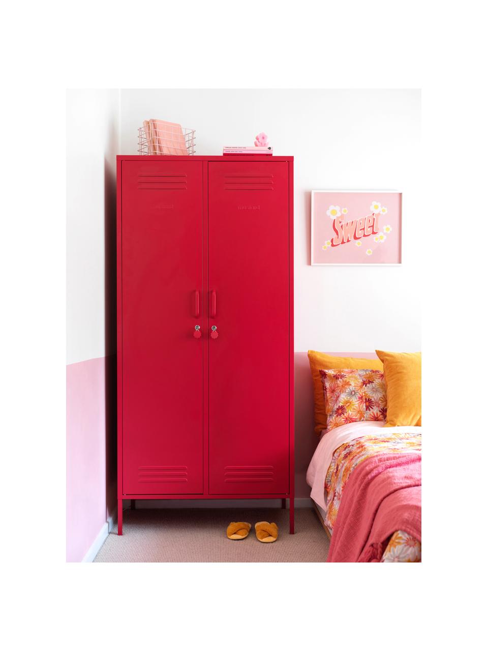 Petite armoire Twinny, Métal, enduit, Rouge, larg. 85 x haut. 183 cm