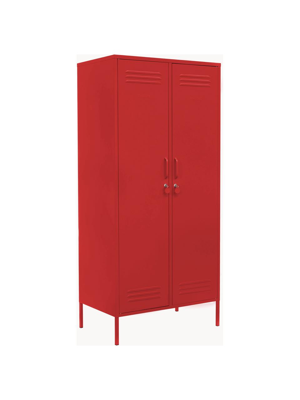 Malá šatní skříň The Twinny, Ocel s práškovým nástřikem, Červená, Š 85 cm, V 183 cm