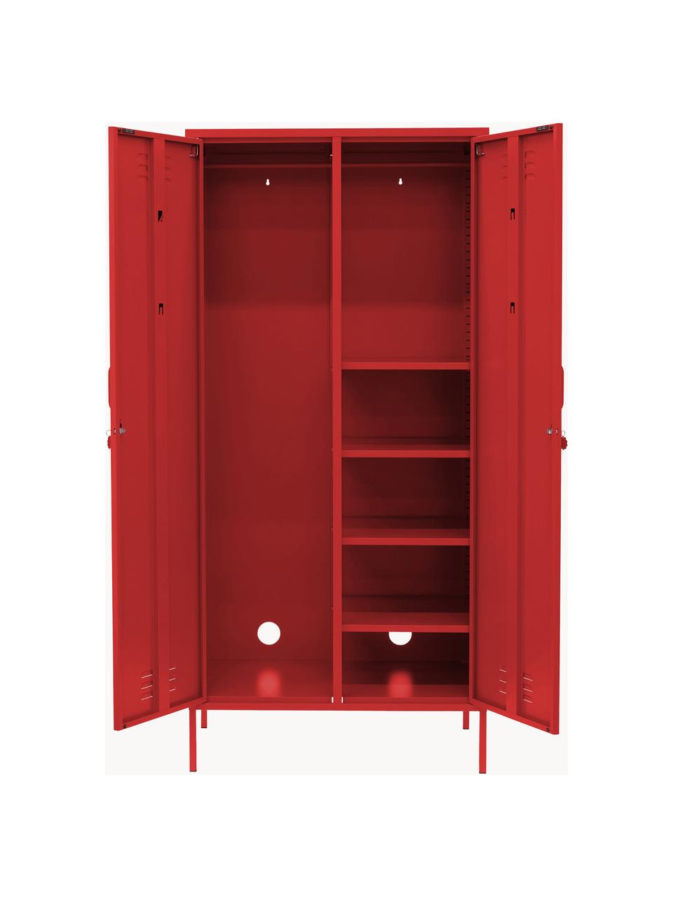 Kleiner Kleiderschrank The Twinny, Stahl, pulverbeschichtet, Rot, B 85 x H 183 cm