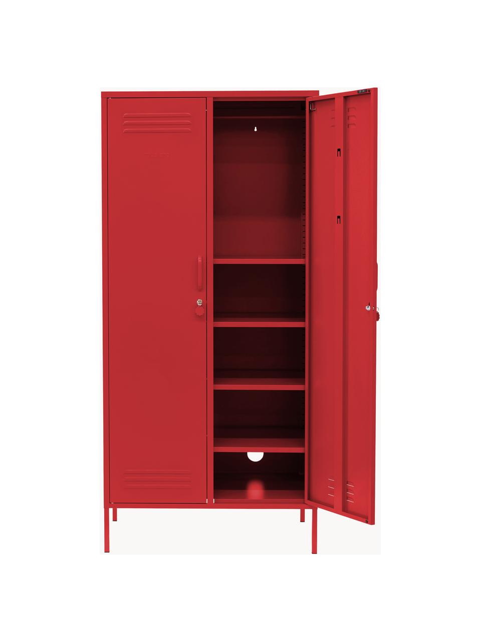 Petite armoire Twinny, Métal, enduit, Rouge, larg. 85 x haut. 183 cm